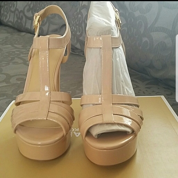 Michael Kors Nude Platform Strappy Heeled Sandals - Picture 1 of 3